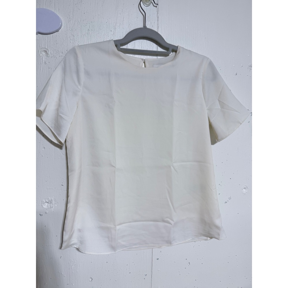 Banana Republic Womens XS Ivory Short Sleeve Keyhole Back Blouse NWT 887183-05-1